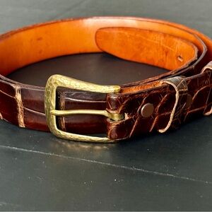 Neiman Marcus Alligator VTG Skinny Belt Brown 38 Brass Buckle women’s